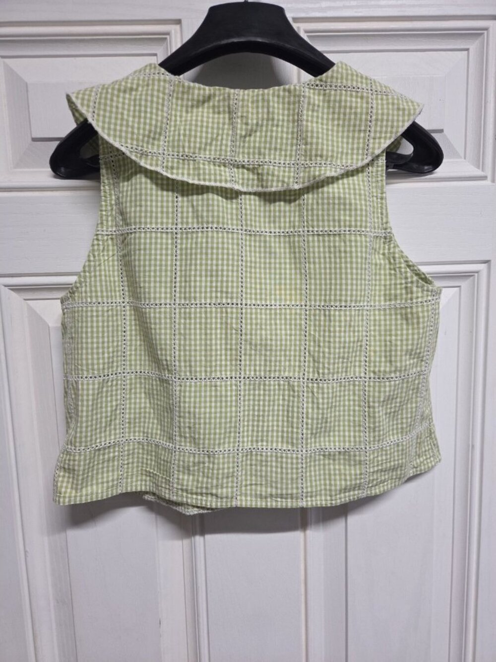 Free People Light Green Gingham Tie-Front Crop Top - Picture 7 of 9